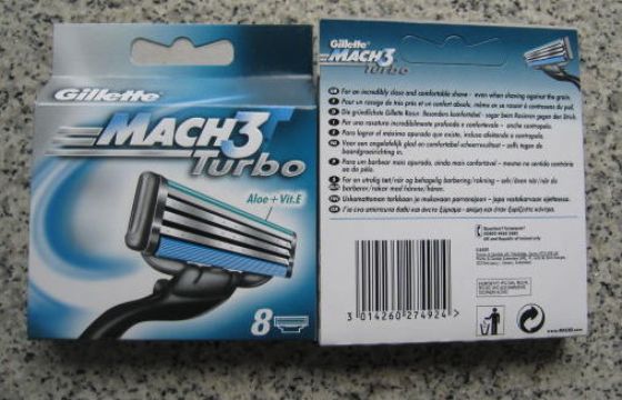 Gillette Mach3 Turbo Razor Blades 8'S Eu Version